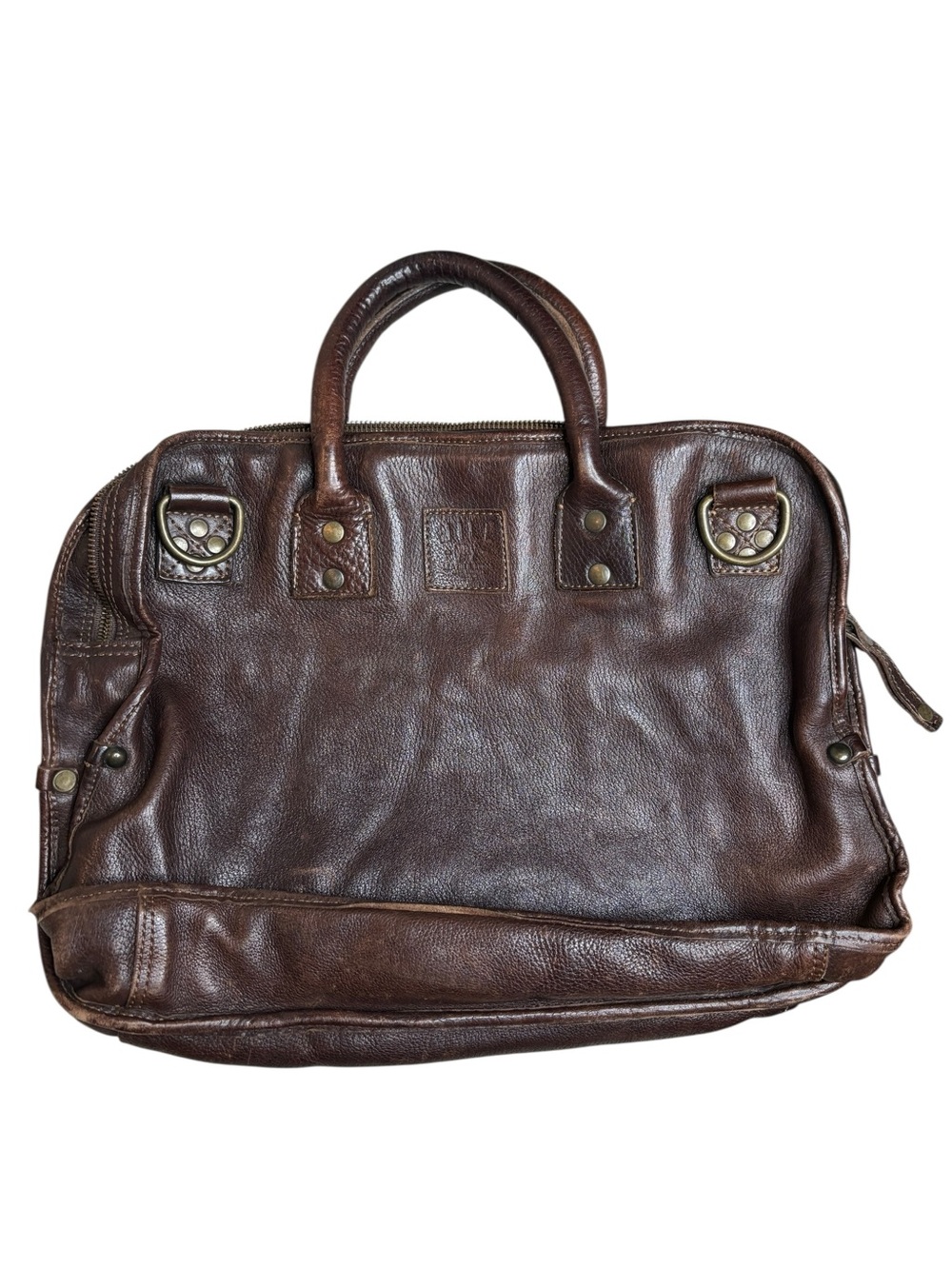 Will Leather Goods Vintage Leather Briefcase Messenger Bag Dark Brown